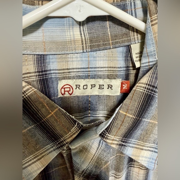 ⛵️Roper Blue Plaid Snap Down short Sleeve Shirt - Picture 3 of 12